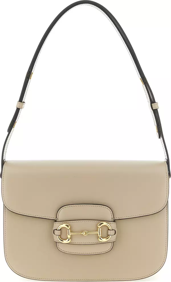 Beige Calfskin Shoulder Bag