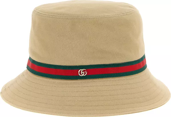 Beige Cotton Bucket Hat