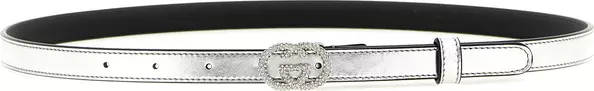 Silver Calfskin Thin Belt
