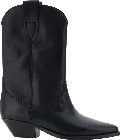 Black Calf Leather Bos Taurus Ankle Boots