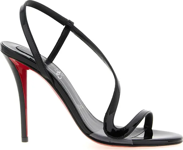 Black Calfskin Stiletto Heel Sandals