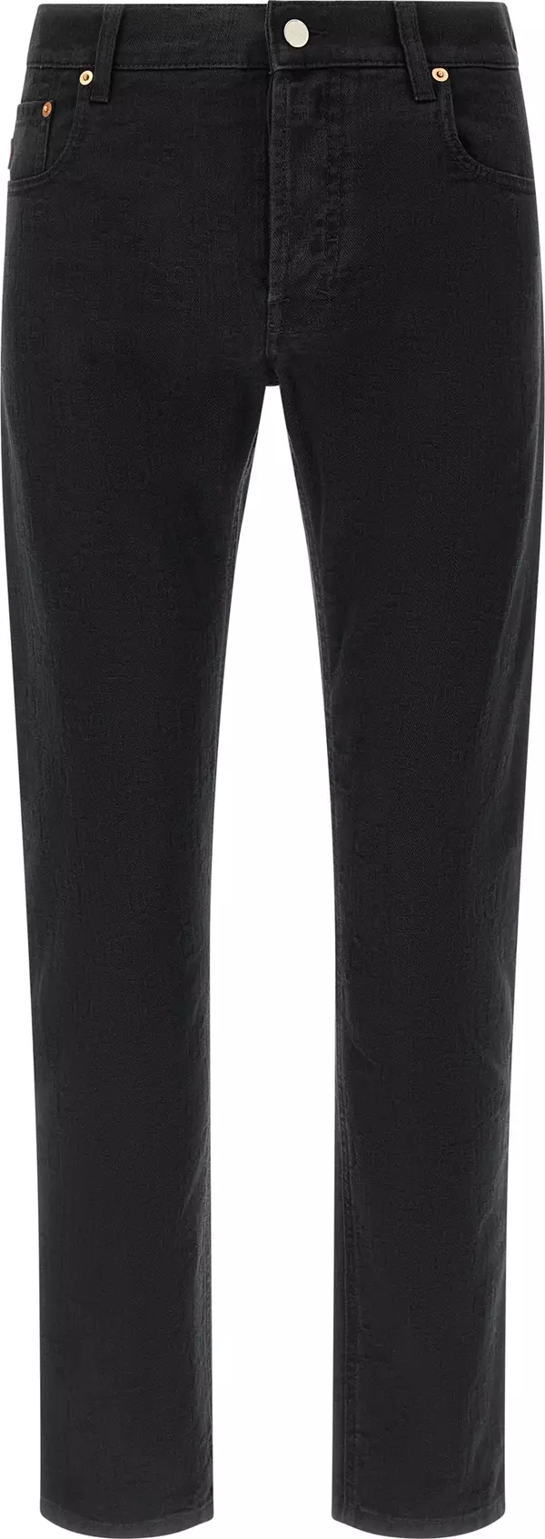Black Cotton Straight-Leg Jeans