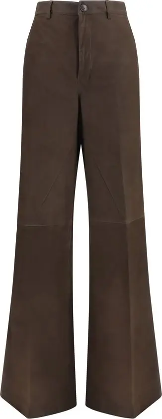 Brown Calf Leather Bos Taurus Casual Pants