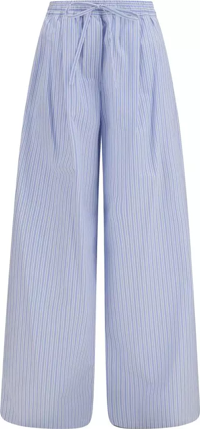 Blue Cotton Casual Pants