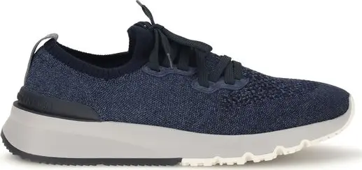 Blue Cotton Athletic Sneakers