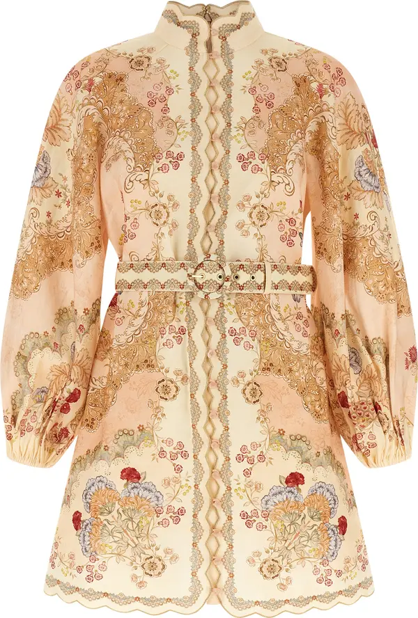 Multicolor Linen Short Dress