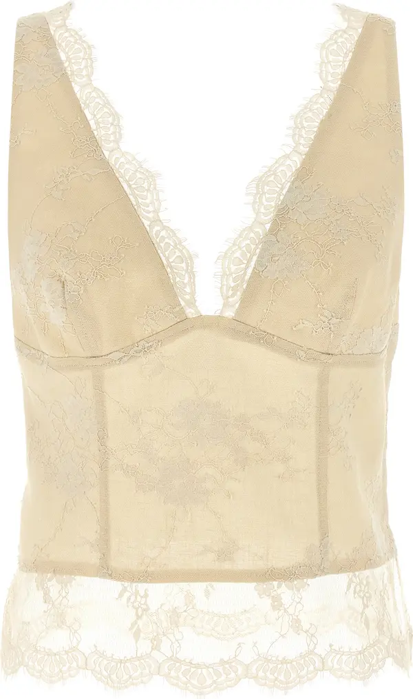 Beige Linen Tank Tops