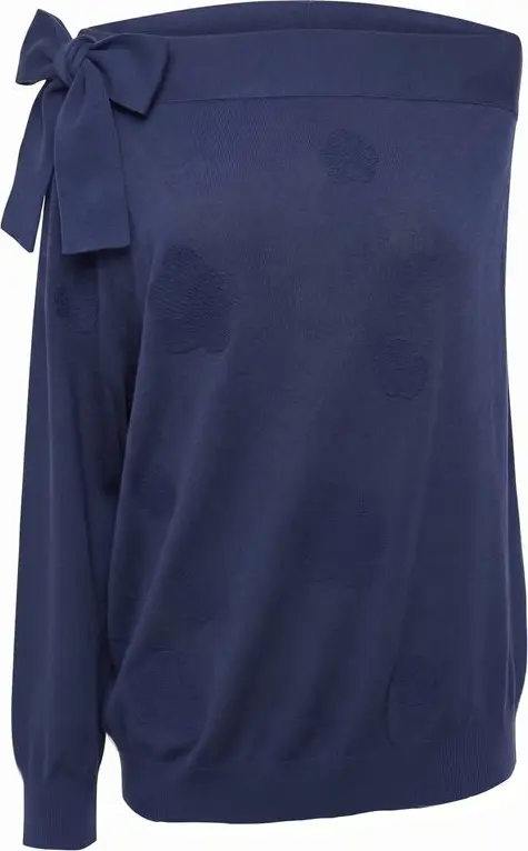 Blue Cotton Women Sweater