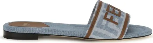 Blue Cotton Flat Sandals