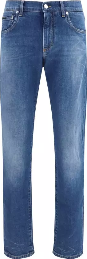 Blue Cotton Slim Fit Jeans