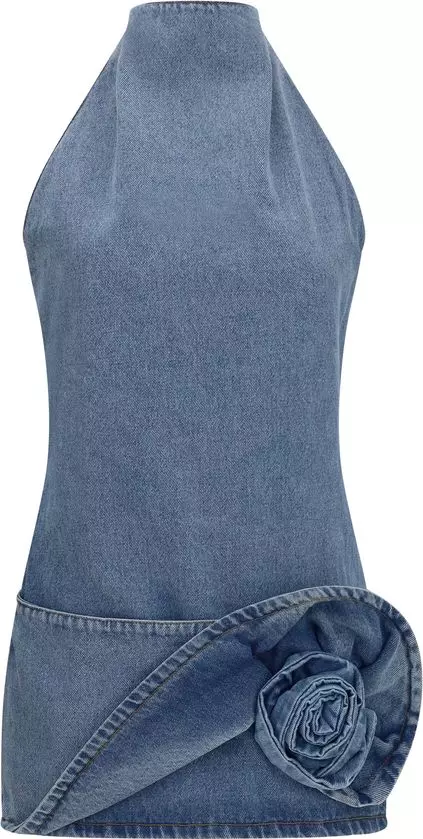 Blue Cotton Casual Dress