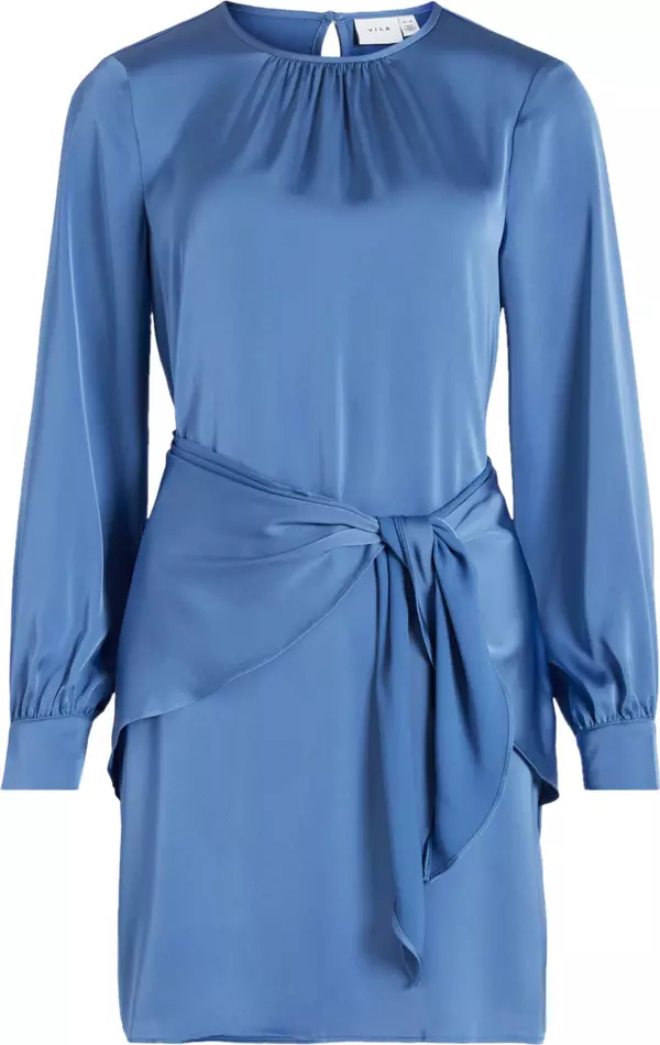 Blue Polyester Short Dress