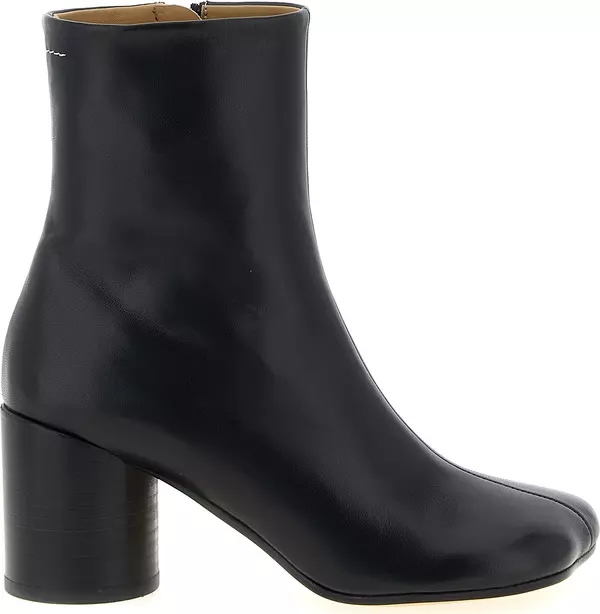 Black Polyester Ankle Boots