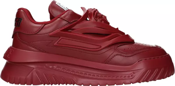 Red Leather Chunky Sneakers