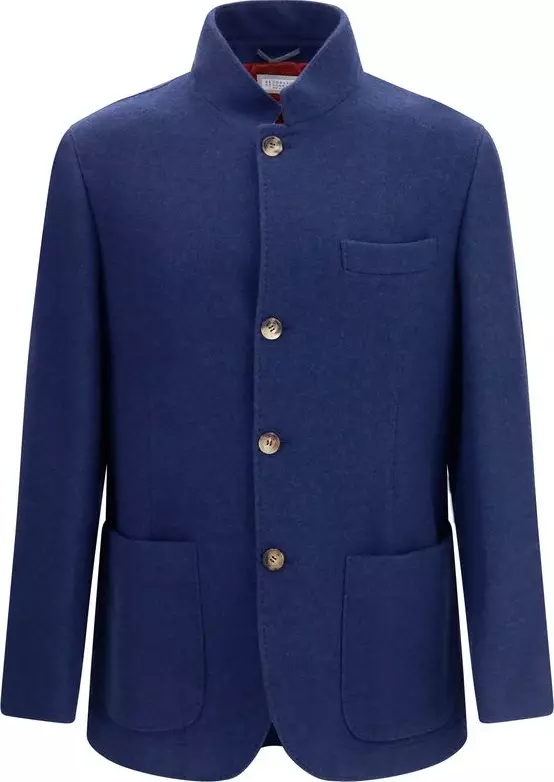 Blue Cashmere Full-Length Jacket