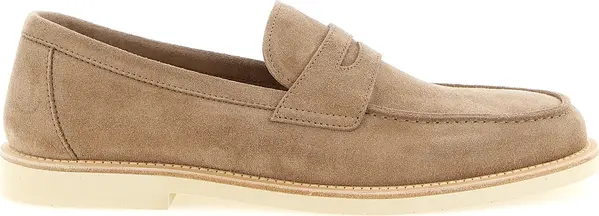 Beige Calfskin Slip-On Loafers
