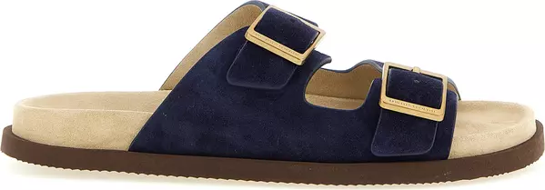 Blue Calfskin Slides