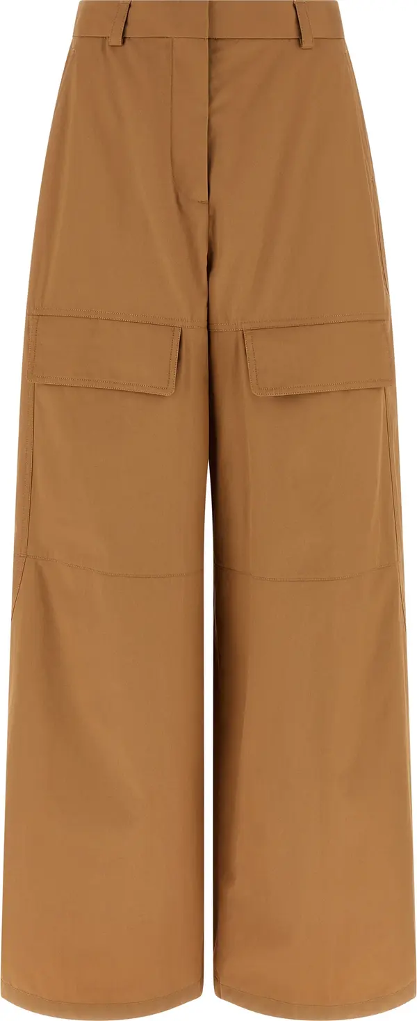 Beige Cotton Cargo Pants