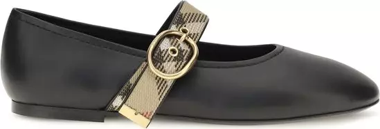 Black Calf Leather Bos Taurus Ballet Flats