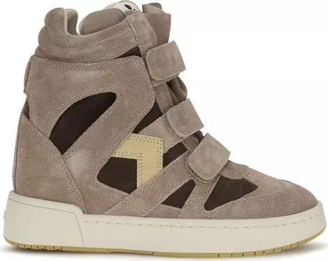 Beige Calf Leather Bos Taurus High Top Sneakers