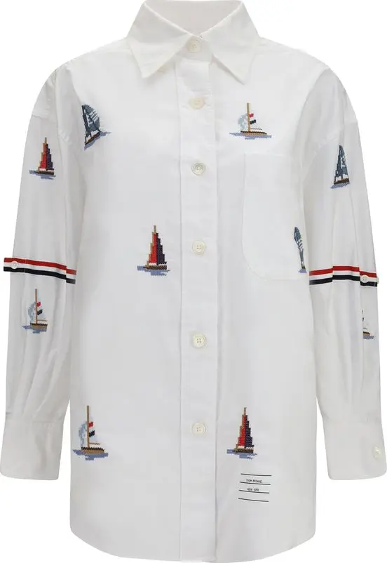 White Cotton Pattern Shirt
