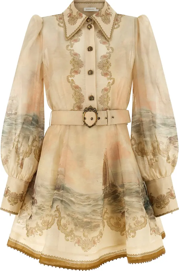 Beige Linen Short Dress