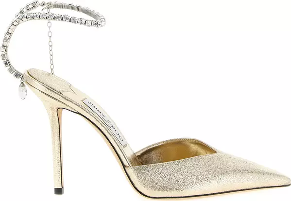 Gold Tencel High Heel Pumps