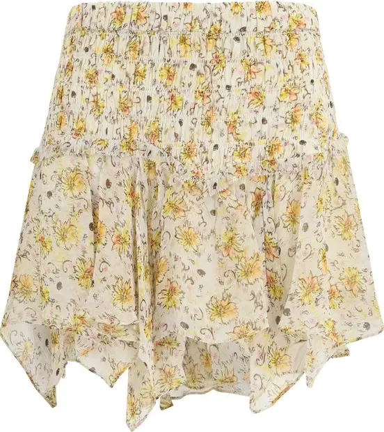 Beige Viscose Mini Skirt