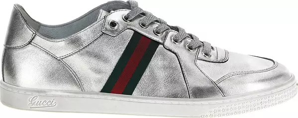 Silver Lamb Leather Low Top Sneakers