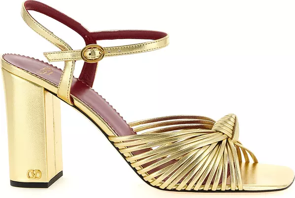 Gold Goatskin Stiletto Heel Sandals