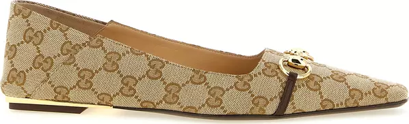 Beige Polyester Ballet Flats