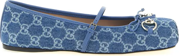 Blue Cotton Ballet Flats