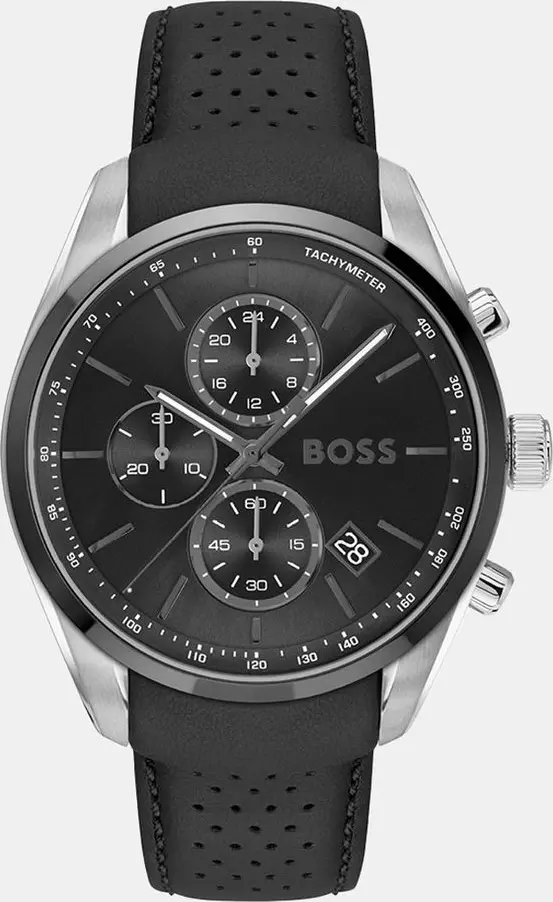 Black Leather Dress Watch