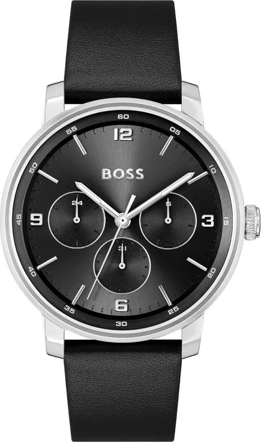 Black Leather Dress Watch