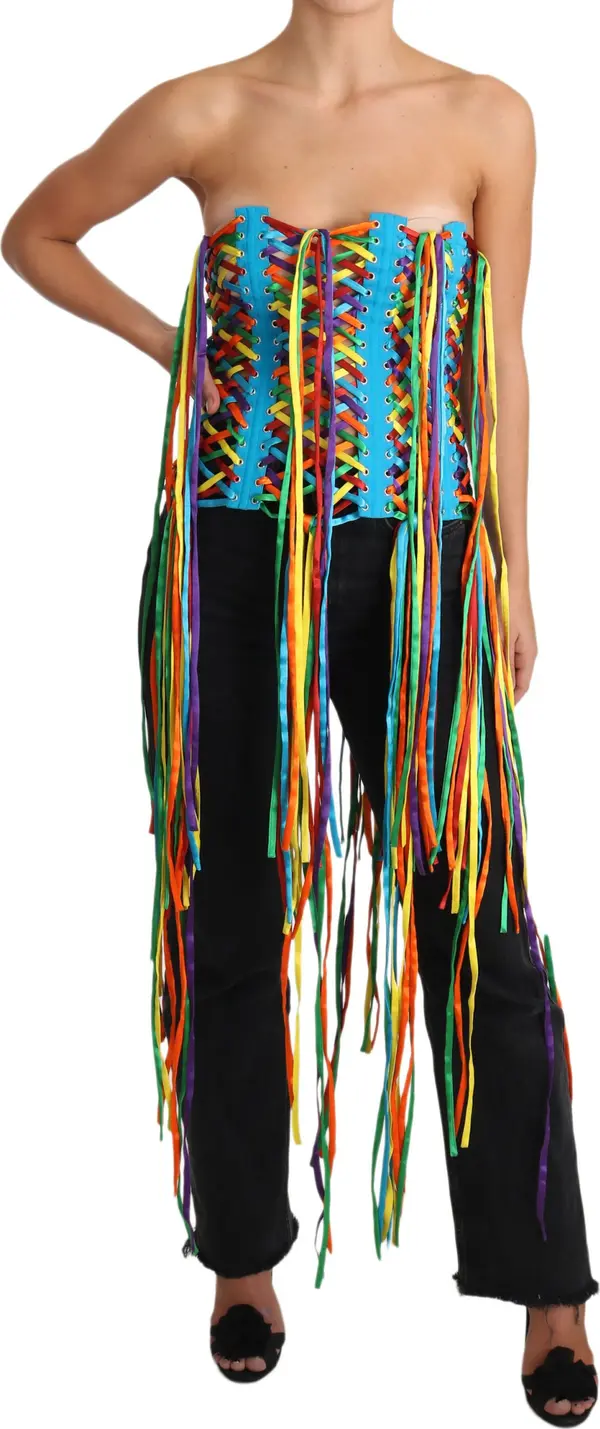 Multicolor Strings Bustier Polyester Corset  Top
