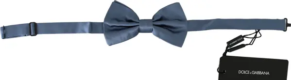 Blue 100% Silk Adjustable Neck Papillon Bow tie