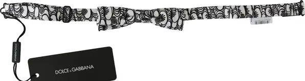 White Pattern Silk Adjustable Neck Papillon Tie