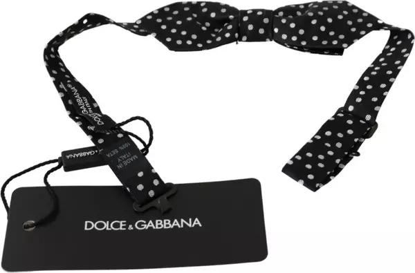 Black Polka Dots Mens Necktie Papillon 100% Silk Bow Tie