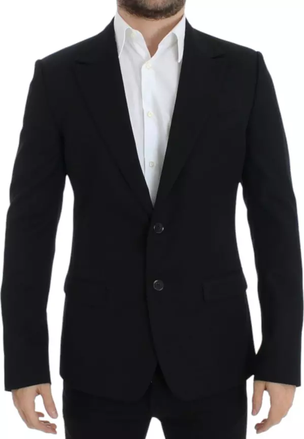 Black wool slim fit blazer