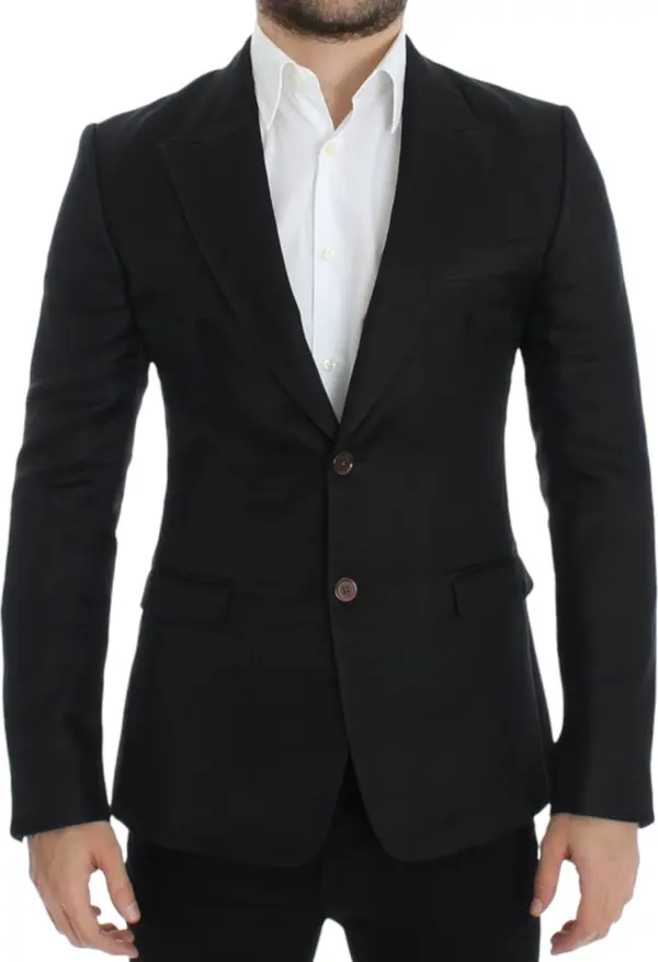 Black silk slim fit blazer