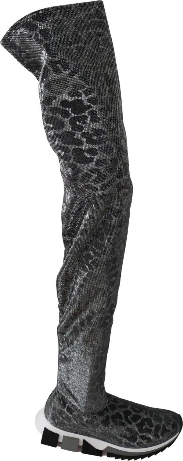 Gray Leopard High Top Sneakers Booties Shoes