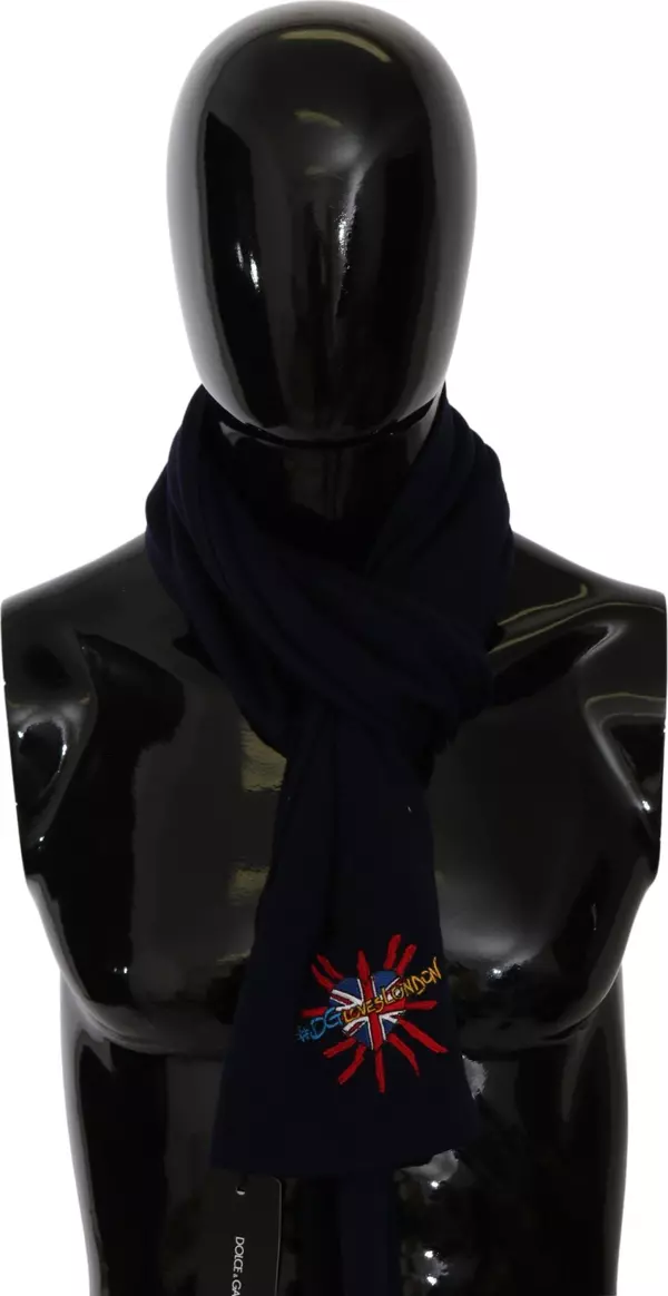 Blue #DGLovesLondon Wrap Shawl Wool Scarf
