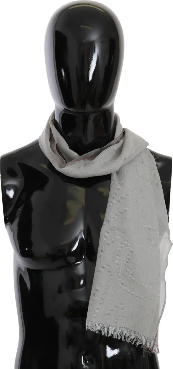 Gray Fringe Neck Wrap Cotton Scarf