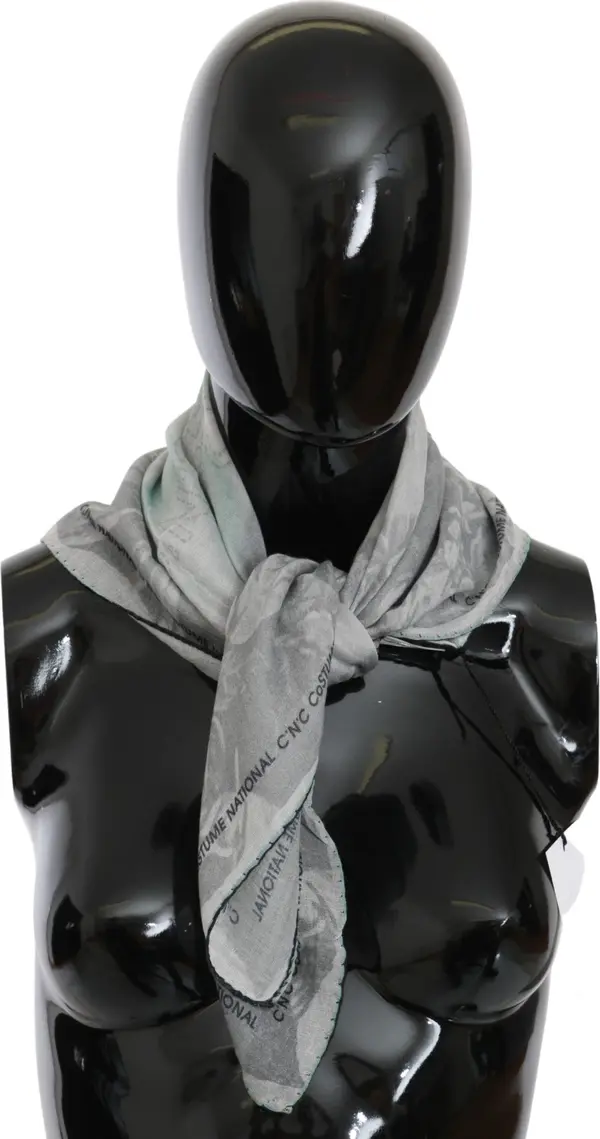 Gray Silk Shawl Foulard Wrap Scarf