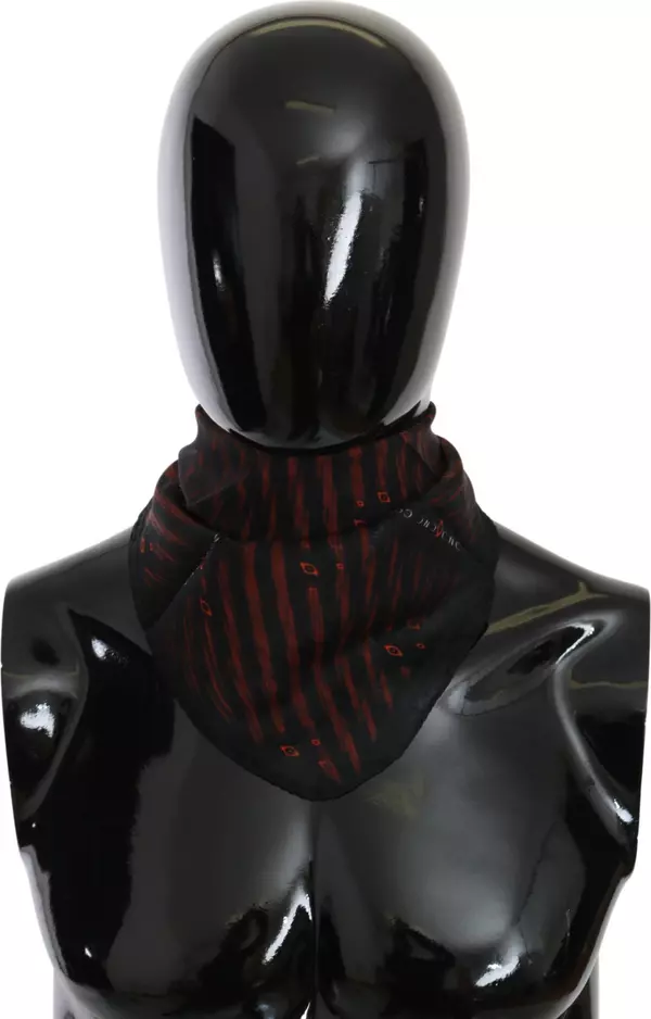 Black Orange 100% Silk Branded Scarf