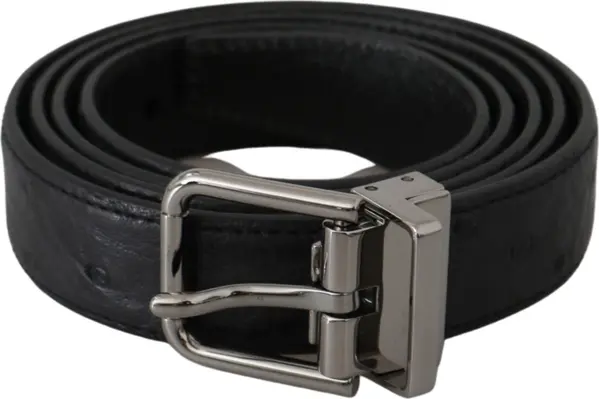 Black Exotic Skin Pattern Silver Buckle Belt