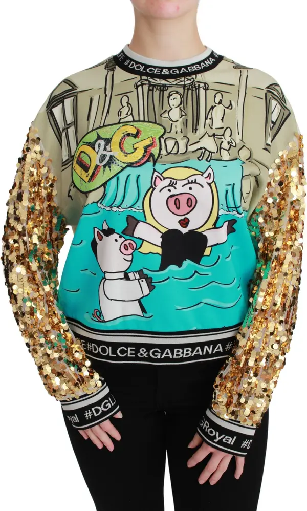 Year of the Pig Sequined Top  Sweater