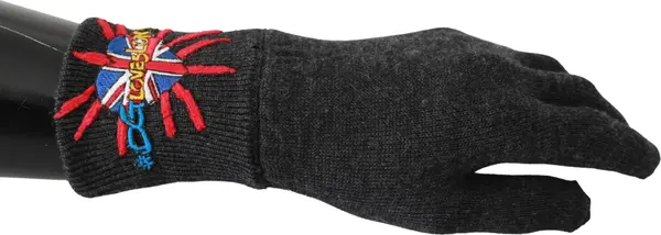 Gray #DGLovesLondon Embroidered Wool Gloves