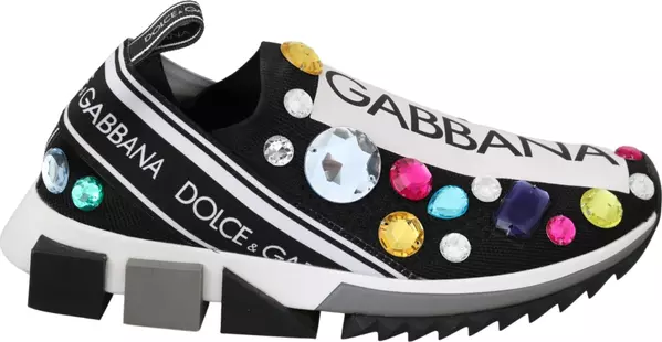 Black Multicolor Crystal Sneakers Shoes