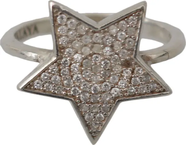 Silver Womens Clear CZ Star 925 Ring